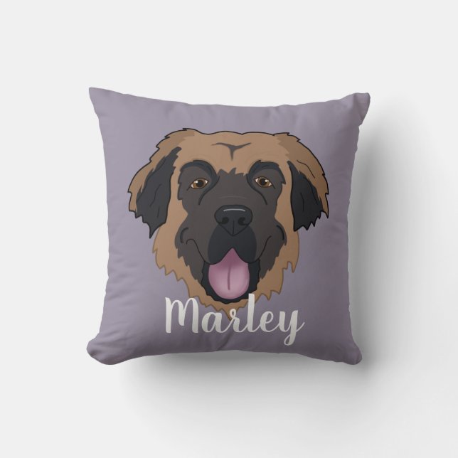 Cojín Decorativo Personalizable Leonberger (Anverso)