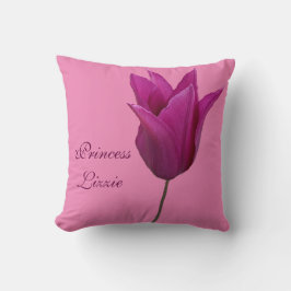 Cojín Decorativo Personalizable Lizzy nombre rosas rosadas personal