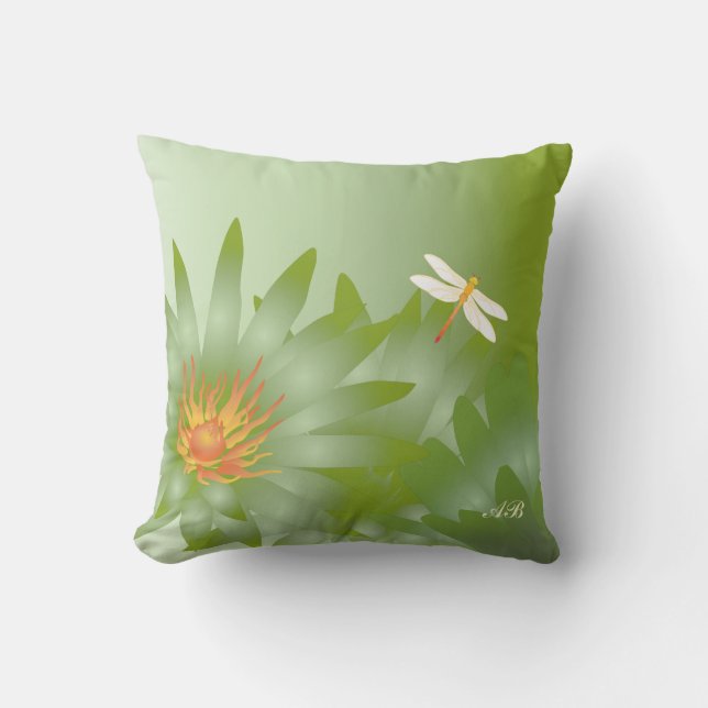 Cojín Decorativo Personalizable: Margaritas verdes (Anverso)