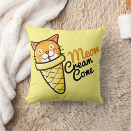 Cojín Decorativo Personalizable Meow Cream Cone