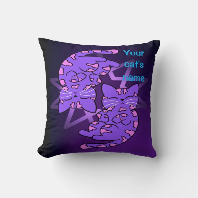 Cojín Decorativo Personalizable Morado Gemini Gatitos Decagón Púrpu (Anverso)