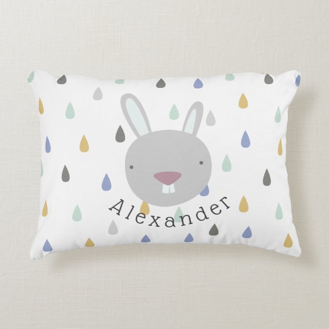 Cojín Decorativo Personalizable Nombre Conejo Cute (Anverso)