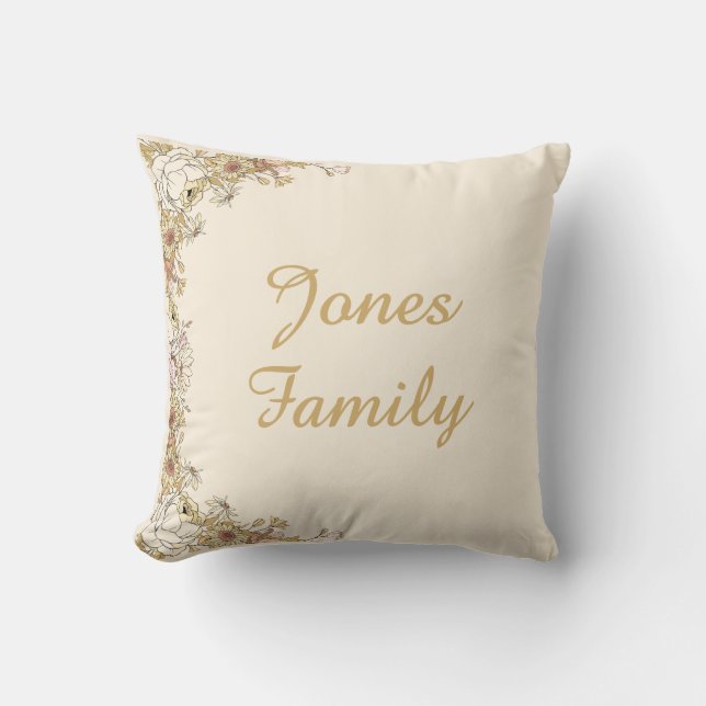 Cojín Decorativo Personalizable Nombre Familia Pilar Botánico (Anverso)