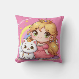 Cojín Decorativo Personalizable princesa con gato blanco
