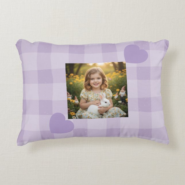 Cojín Decorativo Personalizable Púrpura Bebé Sencilla Niña Acento (Anverso)