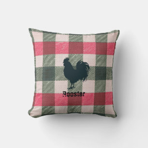 Cojín Decorativo Personalizable Rooster Farmhouse Gingham