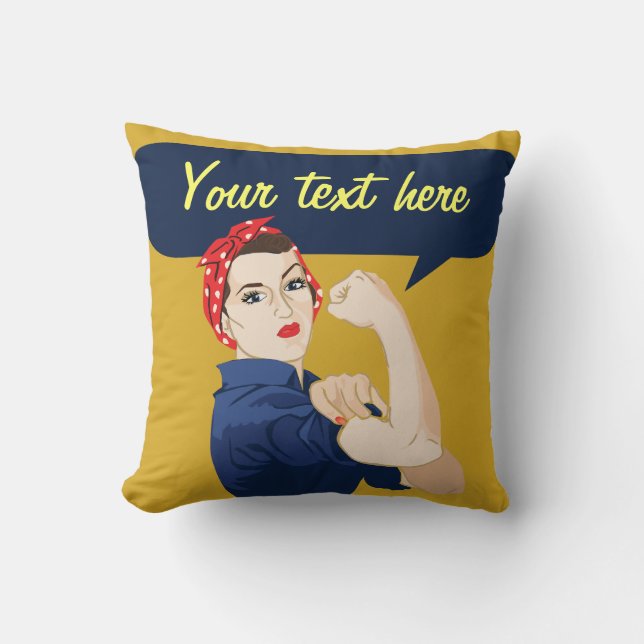 Cojín Decorativo Personalizable Rosie Riveter (Anverso)