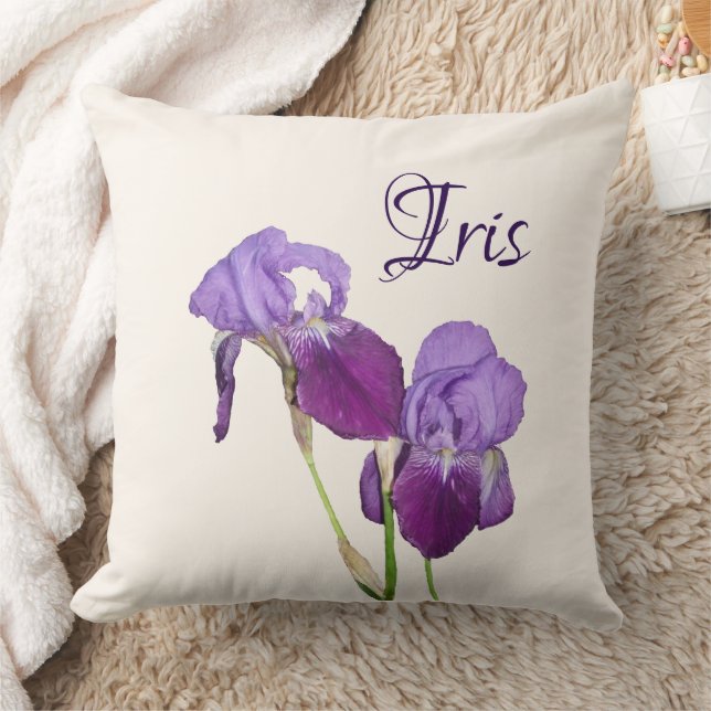 Cojín Decorativo Personalizable tulipanes púrpura nombre Iris perso (Manta)