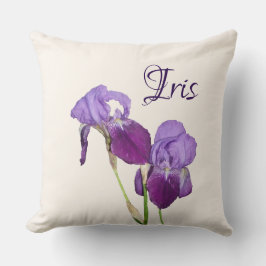 Cojín Decorativo Personalizable tulipanes púrpura nombre Iris perso
