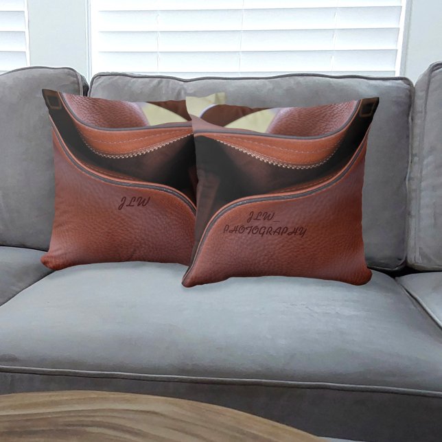 Cojín Decorativo Personalizable Unzipped Brown Faux Leather (Subido por el creador)