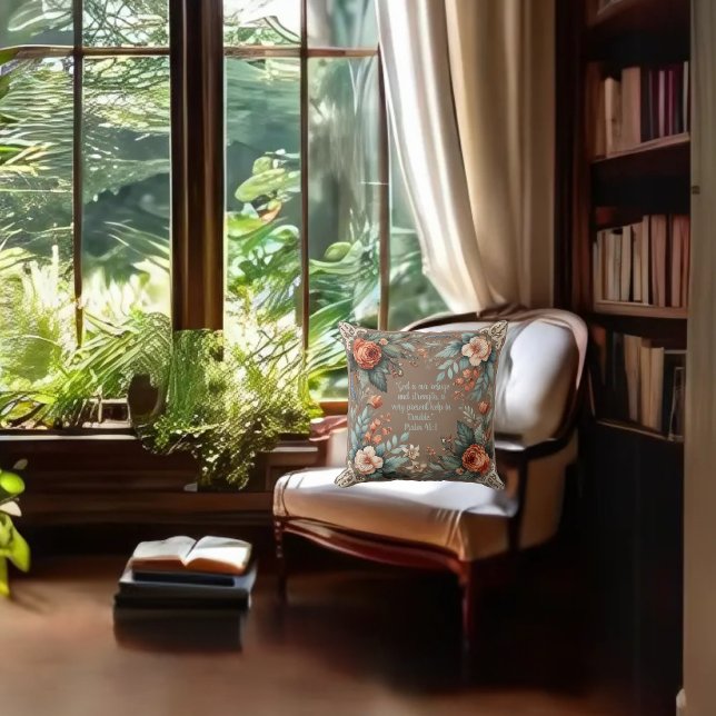 Cojín Decorativo Personalizable Verse de la Biblia Floral de Mocha (Subido por el creador)