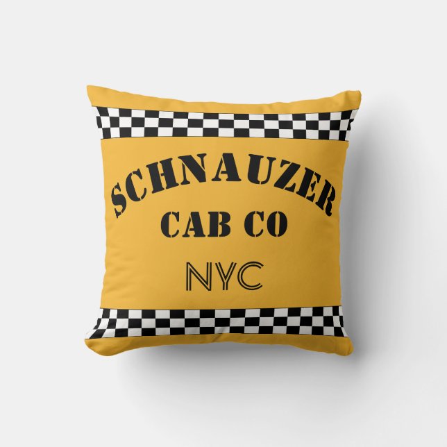 Cojín Decorativo Personalizable Yellow NYC Checker Taxi Cab (Anverso)