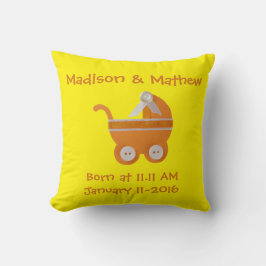 Cojín Decorativo Personalización, carro Naranja ducha bebé