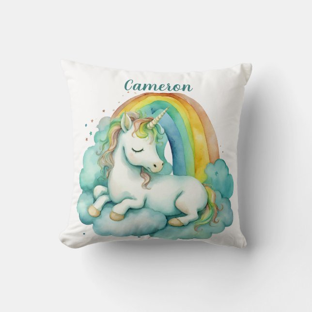 Cojín Decorativo Personalización de género neutro de unicornio para (Anverso)