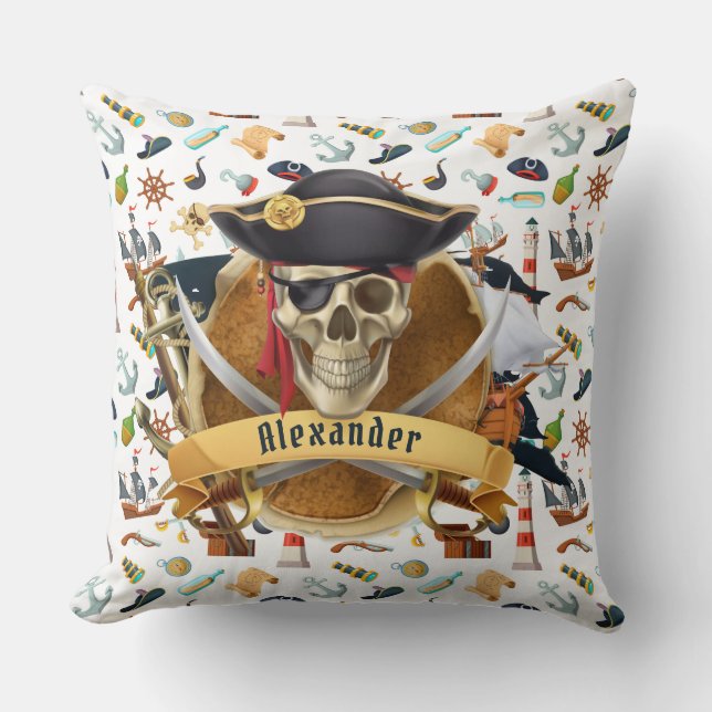 Cojín Decorativo PERSONALIZACIÓN perfecta del patrón pirata (Anverso)