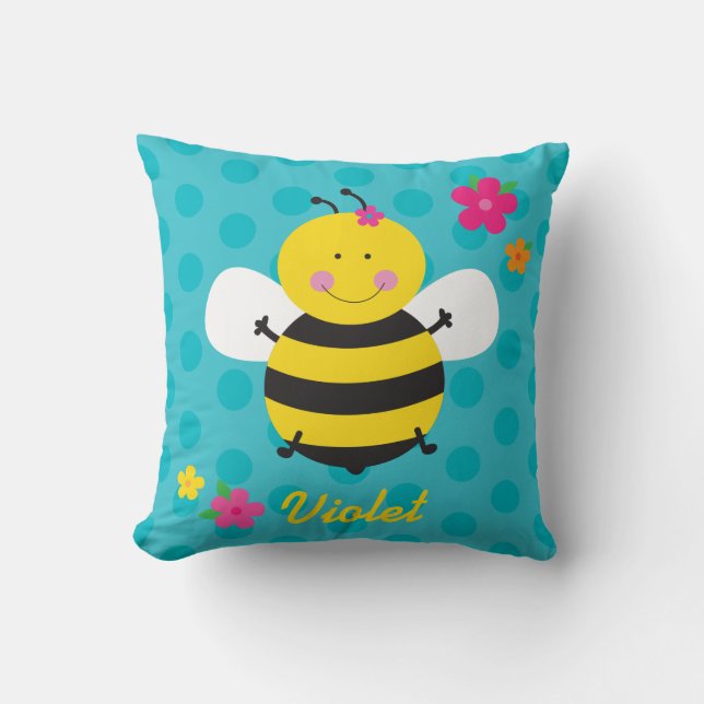 Cojín decorativo personalizado abeja linda (Anverso)