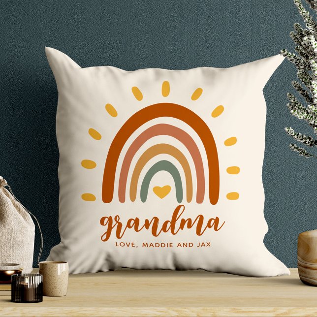 Cojín Decorativo Personalizado Abuela Boho Tone Earth Rainbow Sun (Subido por el creador)