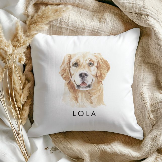 Cojín Decorativo Personalizado Acuarela Recuperador Perro Lover (Subido por el creador)