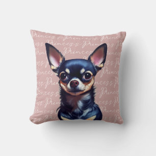 Cojín Decorativo Personalizado Adorable Chihuahua Rosa