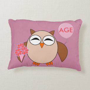 Cojín Decorativo Personalizado Age Birthday Owl Pillow
