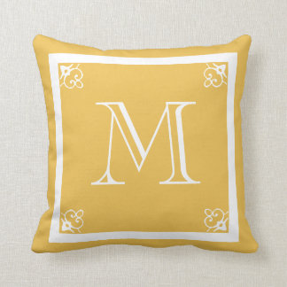 Cojín Decorativo PERSONALIZADO amarillo mostaza sólida MONOGRAM