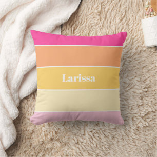 Cojín Decorativo Personalizado amarillo rosa Bandas de bloques de c
