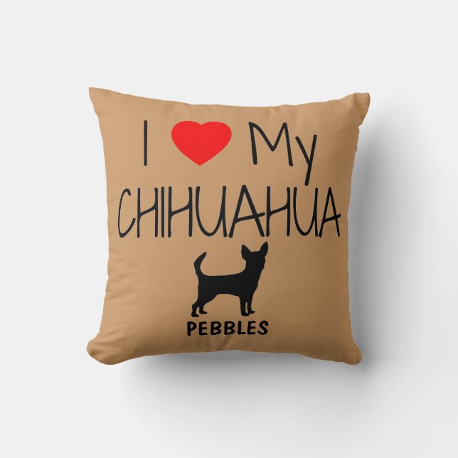 Cojín Decorativo Personalizado amo a mi Chihuahua (Anverso)