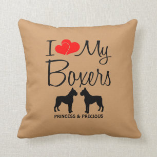 Cojín Decorativo Personalizado Amo Mis Dos Boxeadores