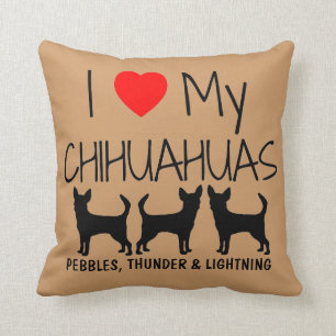 Cojín Decorativo Personalizado Amo Mis Tres Chihuahuas