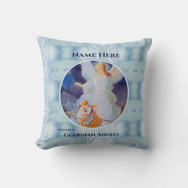 Cojín Decorativo Personalizado Añadir nombre Ángel de protección (Anverso)