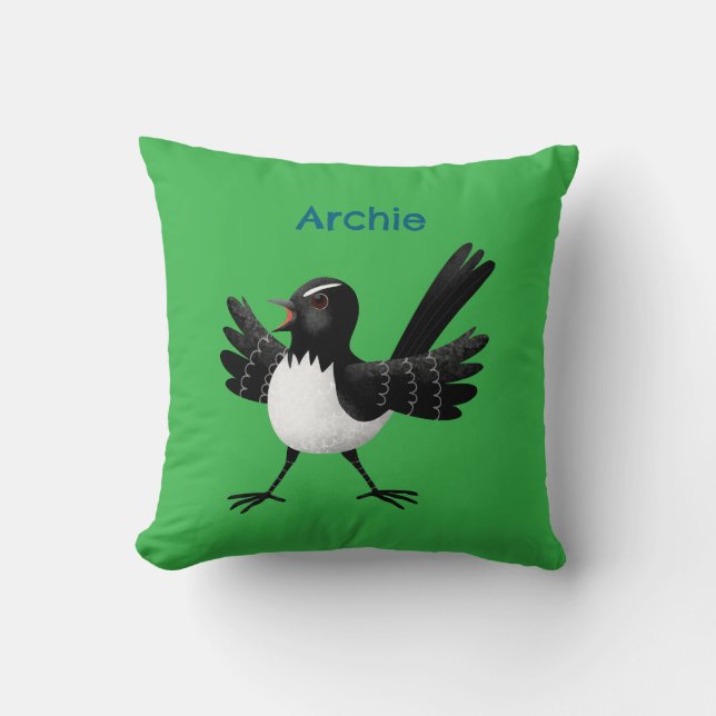 Cojín Decorativo Personalizado australiano Willie Wagtail personali (Anverso)