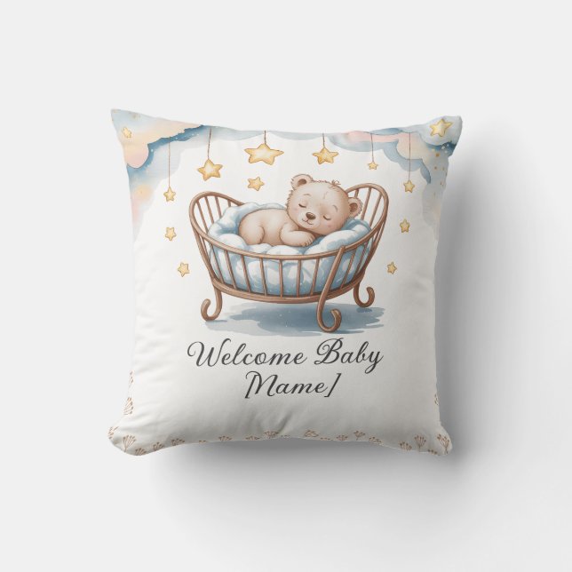 Cojín Decorativo Personalizado Baby Shower Pillow - Bebé de bienven (Anverso)