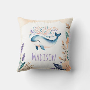 Cojín Decorativo Personalizado Baby Whale Pillow Boho Diseño Floral