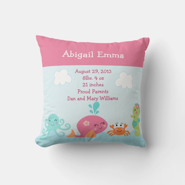 Cojín Decorativo Personalizado bajo el mar vida Pillow Keepsake (Anverso)