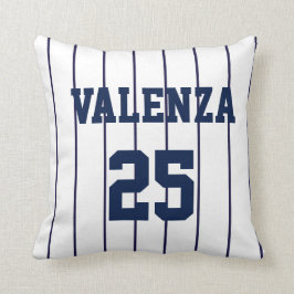 Cojín Decorativo Personalizado Béisbol Pinstripe Uniforme Jersey Pi