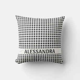 Cojín Decorativo Personalizado Black Gingham Print Pillow Farmhouse