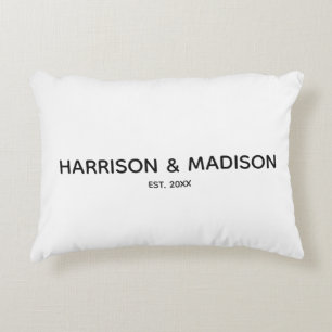 Cojín Decorativo personalizado blanco minimalista fecha de nombre d