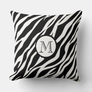 Cojín decorativo Personalizado blanco negro Monogr