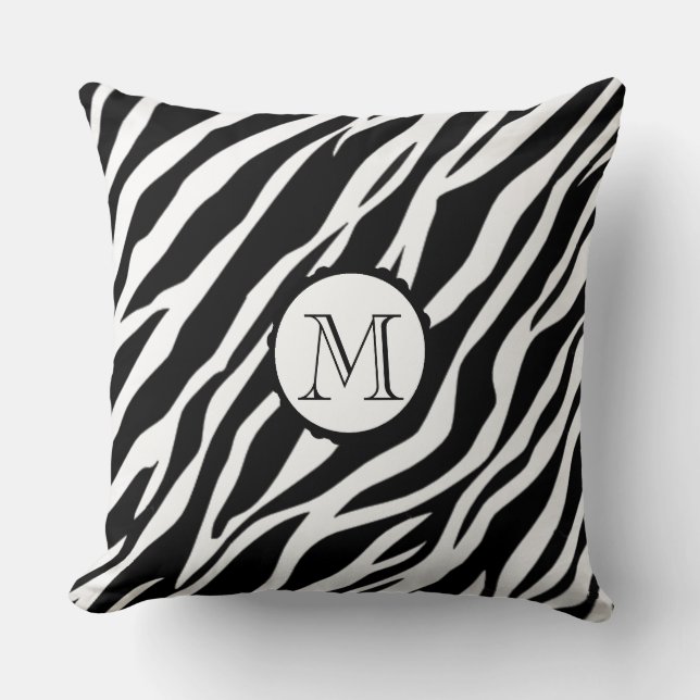 Cojín decorativo Personalizado blanco negro Monogr (Anverso)