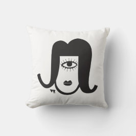 Cojín Decorativo Personalizado blanco y negro ilustrado