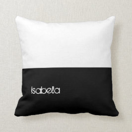 Cojín Decorativo Personalizado blanco y negro que su nombre aquí