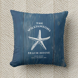 Cojín Decorativo Personalizado Blue Coastal Starfish Beach House
