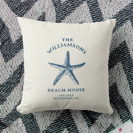 Cojín Decorativo Personalizado Blue Coastal Starfish Beach House