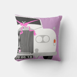 Cojín Decorativo Personalizado boda blanco limusina fecha del coche