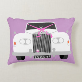 Cojín Decorativo Personalizado boda blanco limusina fecha del coche