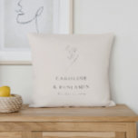 Cojín Decorativo Personalizado Boda de arte de la línea floral de E<br><div class="desc">Minimalista Ecru Floral Line Art Elegant Wedding Personalizado Cojín decorativo</div>