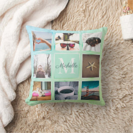 Cojín Decorativo Personalizado Boho 8 Collage de fotos Instagram Pi