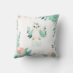 Cojín Decorativo Personalizado Boho Bird Pillow Pastel Verde