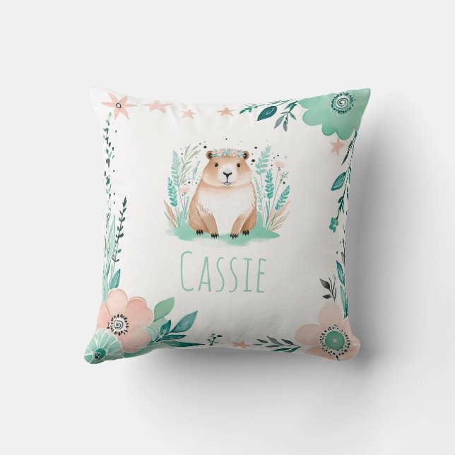 Cojín Decorativo Personalizado Boho Cute Capybara Pillow Pastel Ver (Reverso)