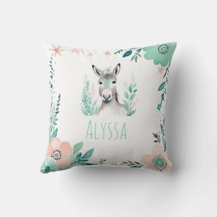 Cojín Decorativo Personalizado Boho Cute Donkey Pillow Pastel Verde